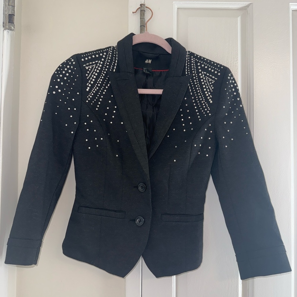 H&M Black Blazer with Silver Studs